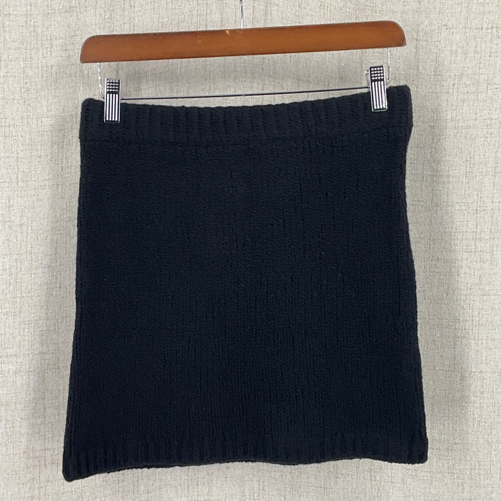 Anthropologie Flat White Tube Top Womens S Black Wool Knit Quiet Lux Minimalist